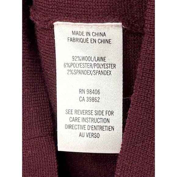 Theory Wool Sweater Dress Long Sleeve Knee Length Plum Purple Stretch Winter S - Picture 6 of 10